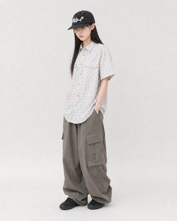 【GUBAN】S-K29 正韓復古格子口袋襯衫