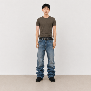 P-K194 正韓水洗牛仔貓須顯瘦喇叭牛仔褲