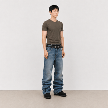 P-K194 正韓水洗牛仔貓須顯瘦喇叭牛仔褲