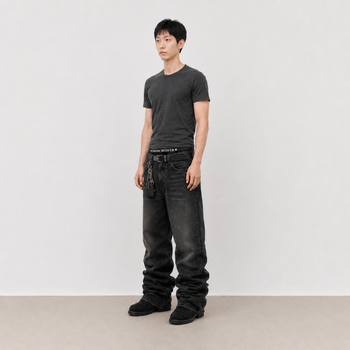 P-K194 正韓水洗牛仔貓須顯瘦喇叭牛仔褲