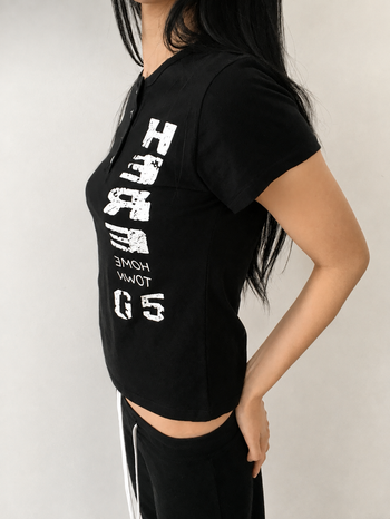 正韓亨利領修身短T-Shirt T-K1102