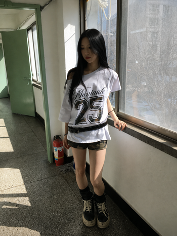 正韓迷彩鬆緊超短包臀辣妹短褲P-K217