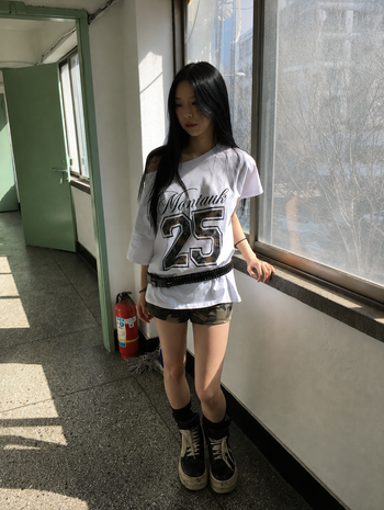 正韓迷彩鬆緊超短包臀辣妹短褲P-K217