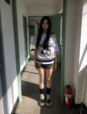 正韓迷彩鬆緊超短包臀辣妹短褲P-K217