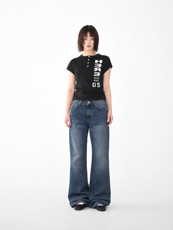 正韓亨利領修身短T-Shirt T-K1102