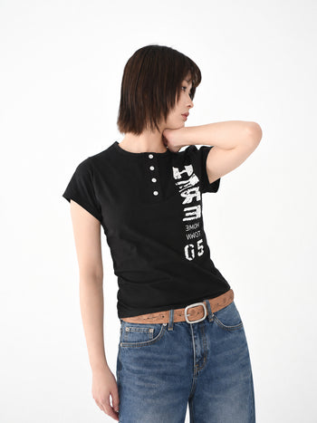 正韓亨利領修身短T-Shirt T-K1102