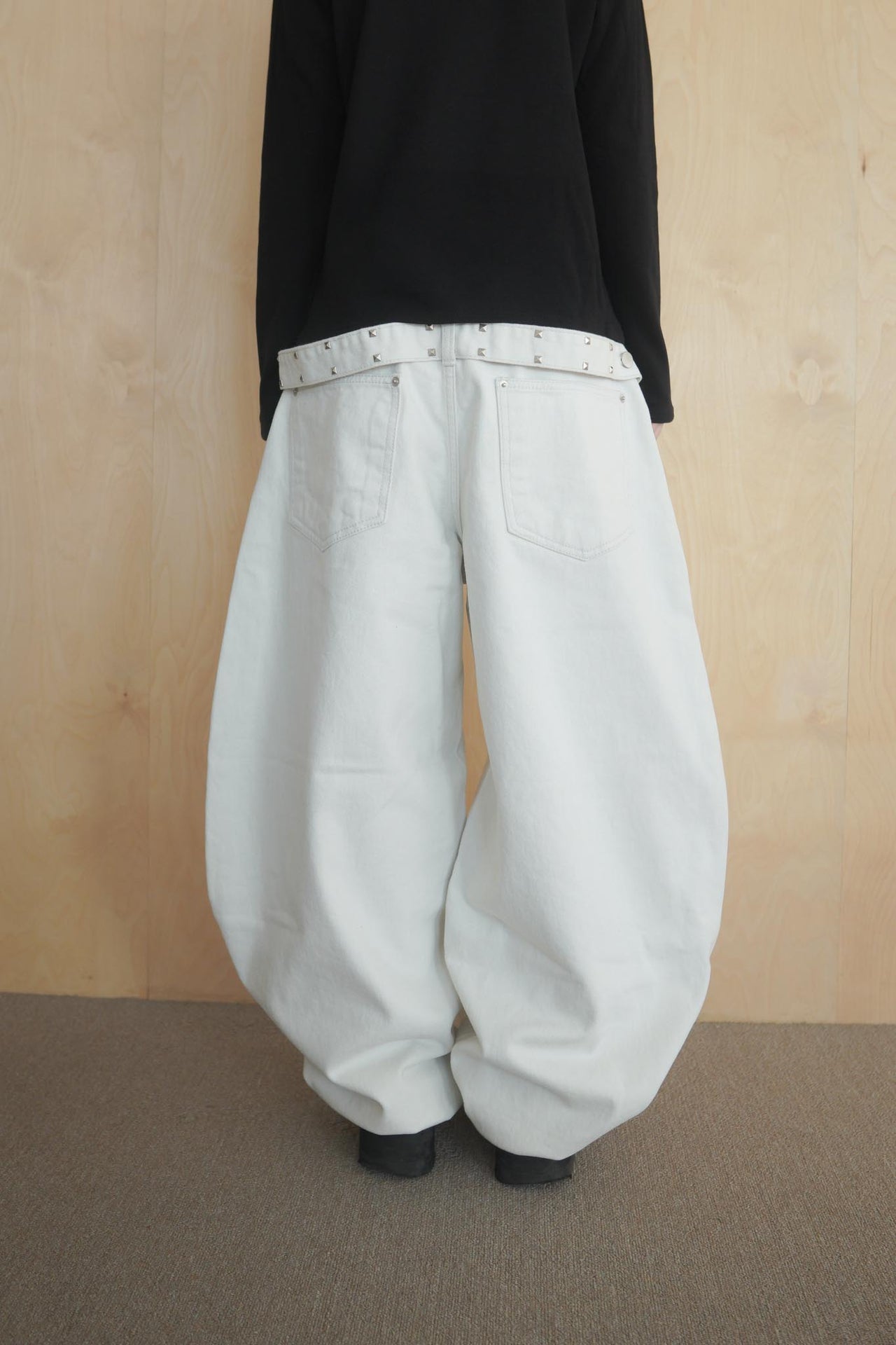 鉚釘吊帶燈籠寬鬆長褲