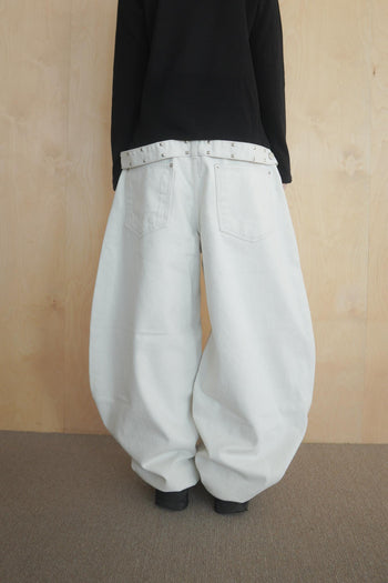 鉚釘吊帶燈籠寬鬆長褲