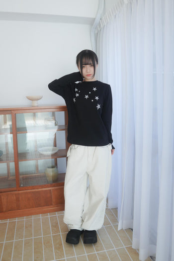 鉚釘吊帶燈籠寬鬆長褲