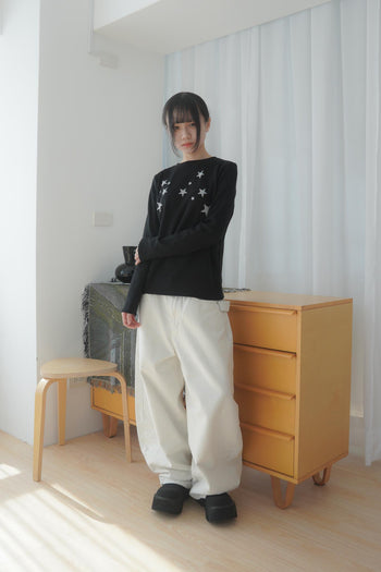 鉚釘吊帶燈籠寬鬆長褲