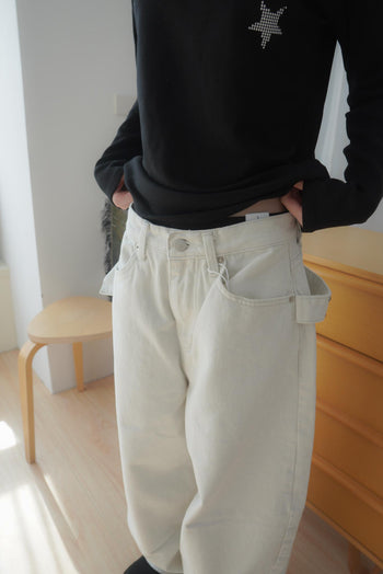 鉚釘吊帶燈籠寬鬆長褲