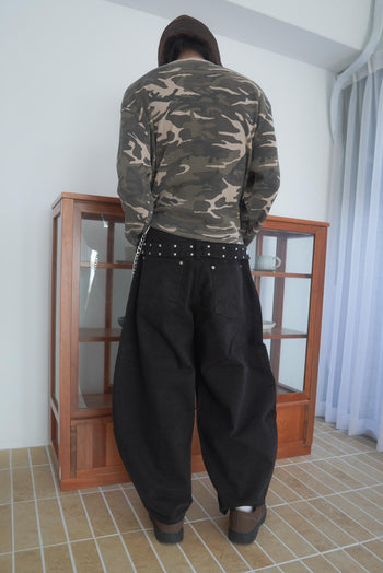 鉚釘吊帶燈籠寬鬆長褲