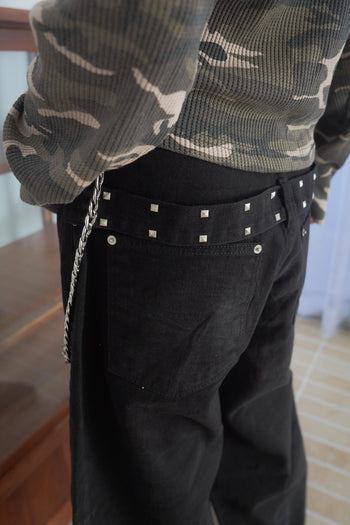 鉚釘吊帶燈籠寬鬆長褲