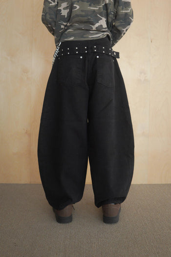 鉚釘吊帶燈籠寬鬆長褲