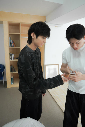 韓國 迷彩 華夫格 短版 亨利領 長袖 上衣