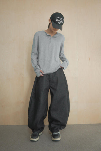 水鑽豹紋十字架寬鬆彎刀牛仔褲