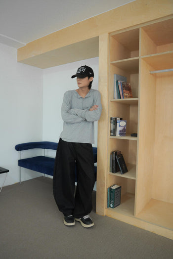 水鑽豹紋十字架寬鬆彎刀牛仔褲