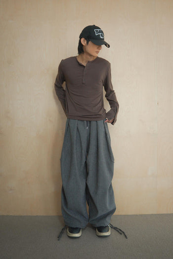 舒適 皺褶 燈籠 垂墜 寬鬆 長褲