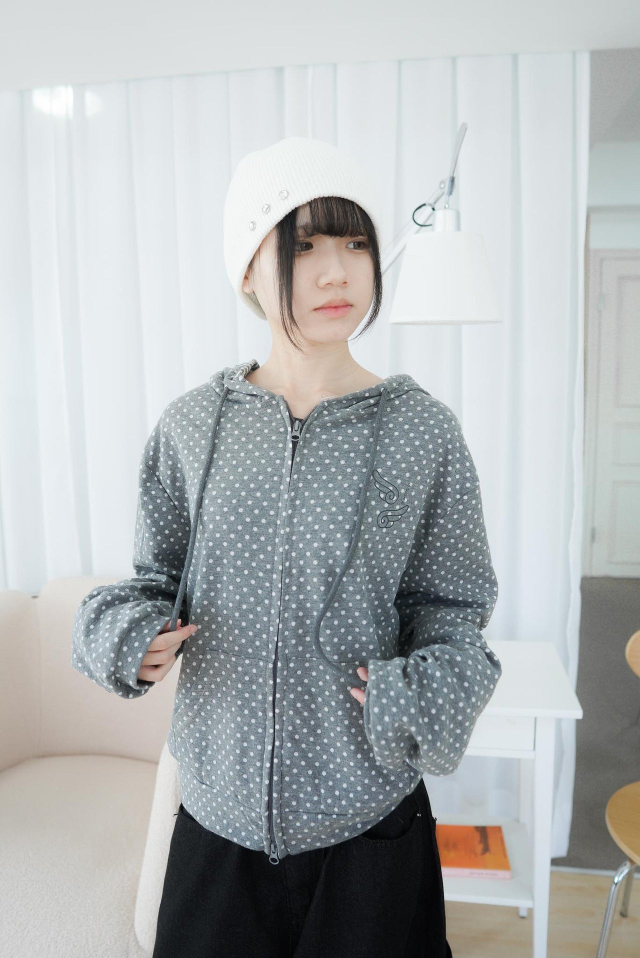 波點翅膀連帽外套