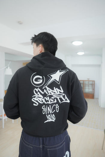 水洗連帽boxy短款380G帽T