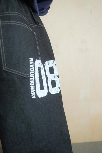 數字印花牛仔寬褲