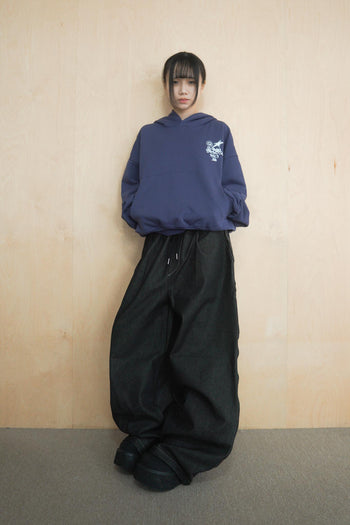 數字印花牛仔寬褲