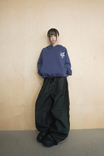 數字印花牛仔寬褲