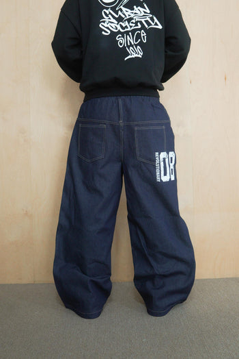 數字印花牛仔寬褲