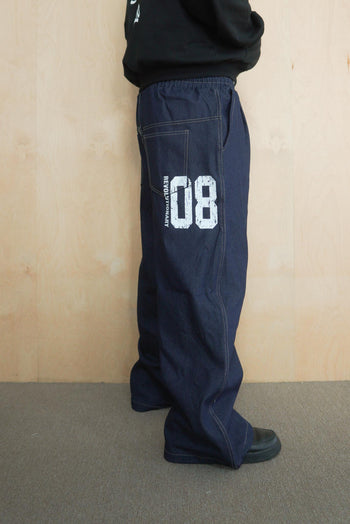 數字印花牛仔寬褲