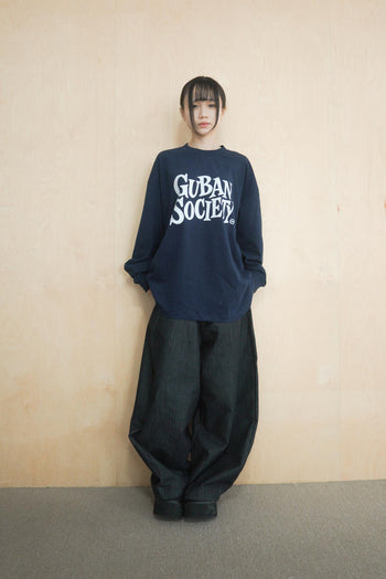 大LOGO休閒素色長袖上衣