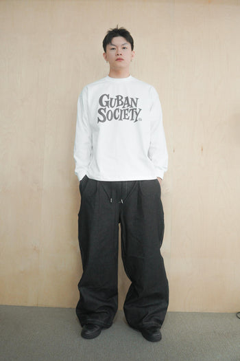 大LOGO休閒素色長袖上衣