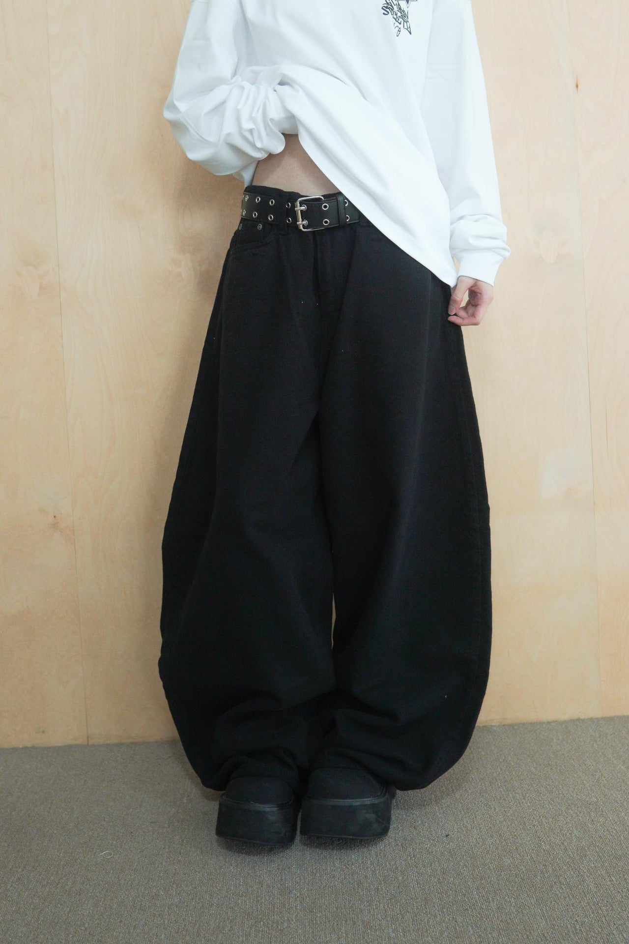 羊毛十字鉚釘氣球闊腿長褲