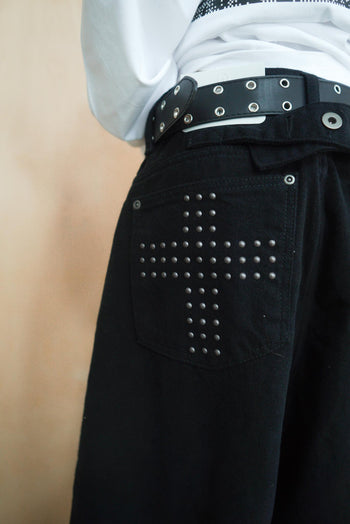 羊毛十字鉚釘氣球闊腿長褲