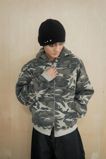 迷彩雙拉鍊連帽外套