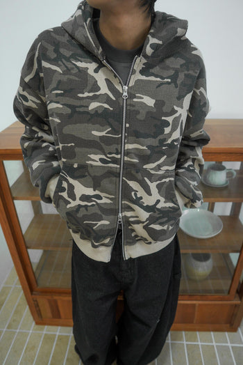 迷彩雙拉鍊連帽外套