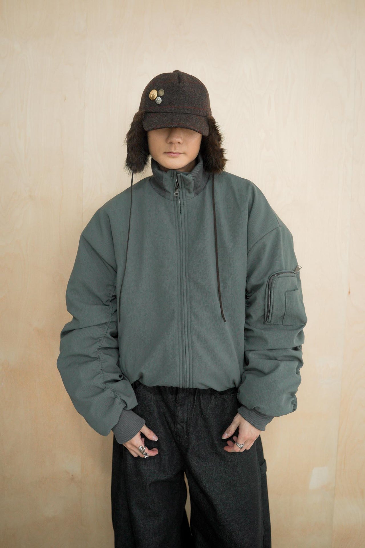 冬季 飛行員夾克 重磅 皺摺 棉服 外套