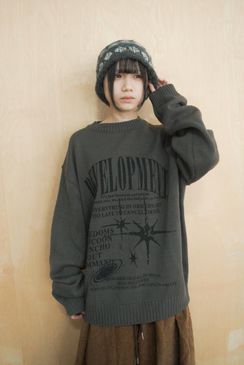 星星字母長袖針織T