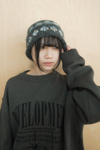 復古毛線圖騰毛帽