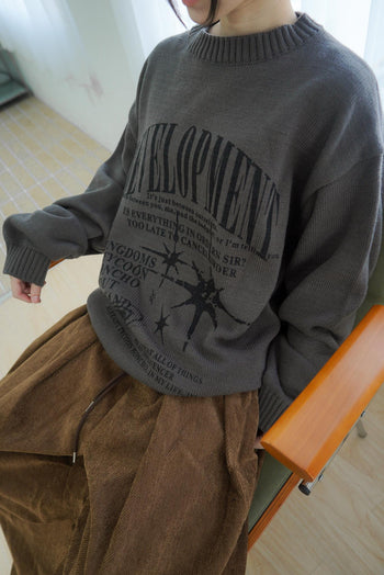 星星字母長袖針織T