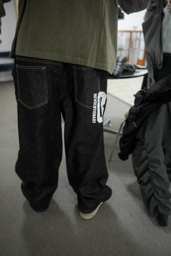 數字印花牛仔寬褲