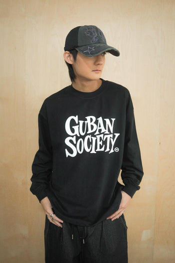 大LOGO休閒素色長袖上衣