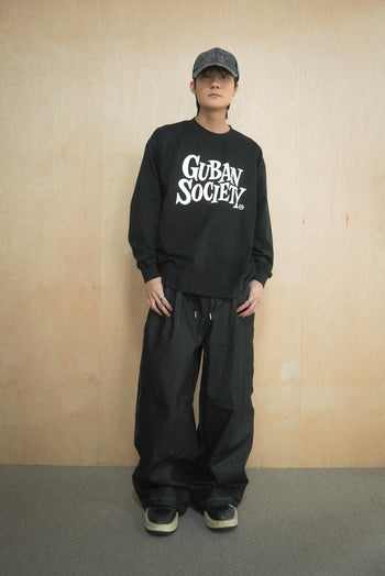 大LOGO休閒素色長袖上衣