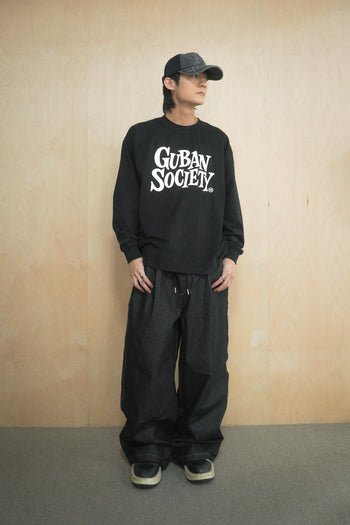 大LOGO休閒素色長袖上衣