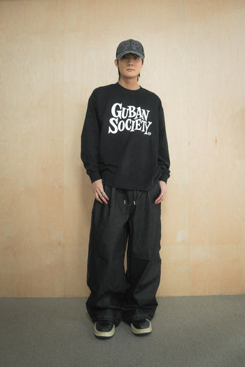 大LOGO休閒素色長袖上衣