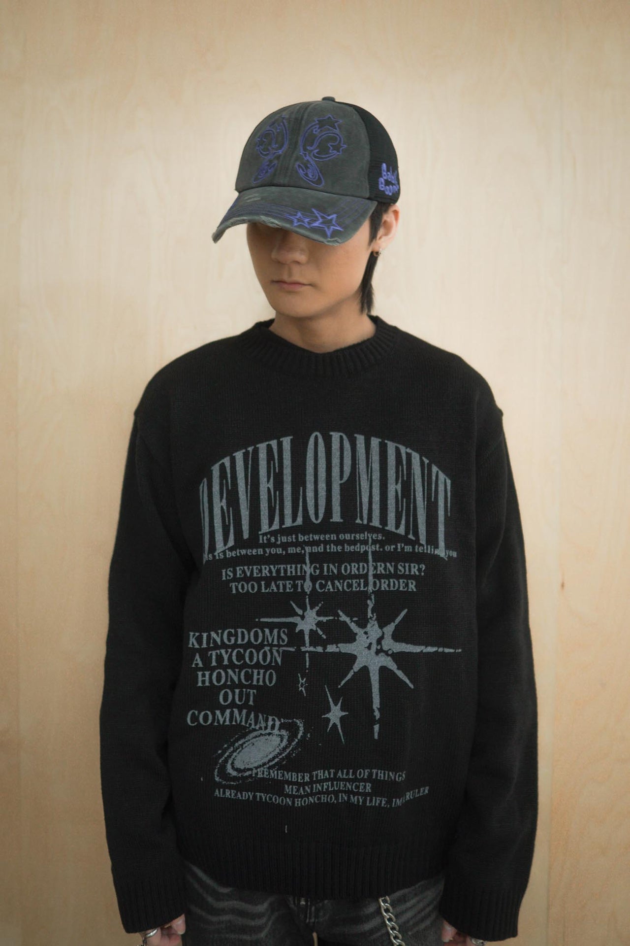 星星字母長袖針織T