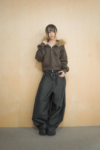 毛茸短版保暖連帽外套