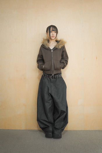 毛茸短版保暖連帽外套