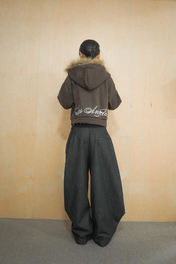 毛茸短版保暖連帽外套