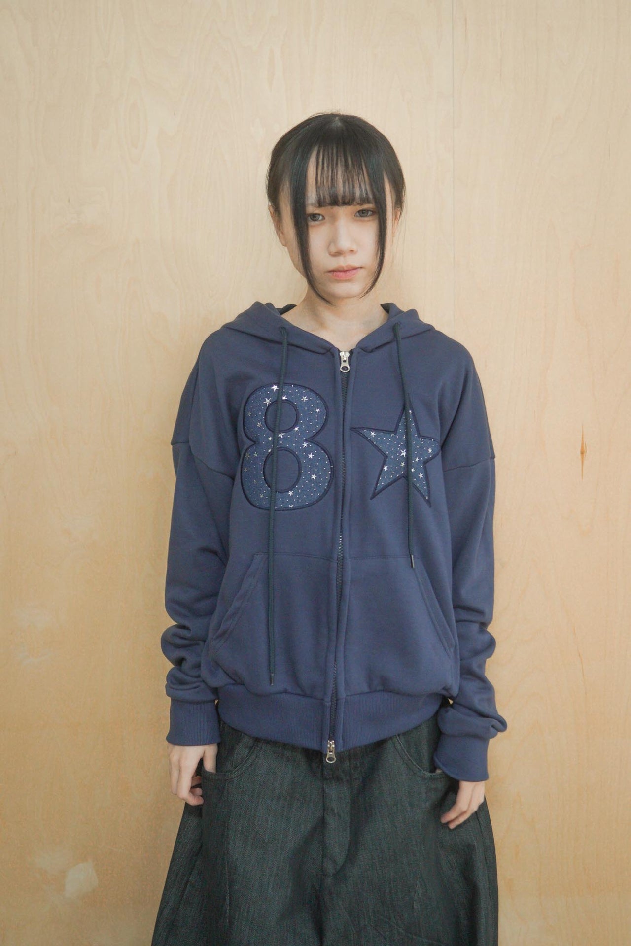 數字 星星 貼布 寬鬆 連帽 外套