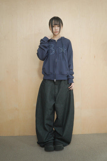 數字 星星 貼布 寬鬆 連帽 外套